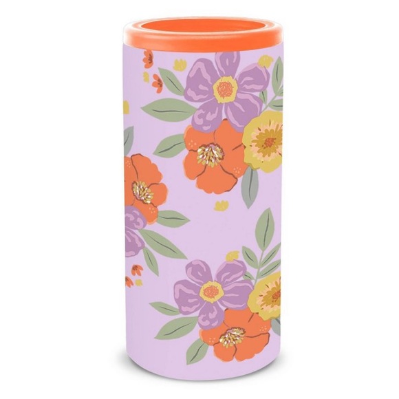 NWT OCS Designs Stainless Steel Slim Can Cooler Pretty Petals - Picture 2 of 11
